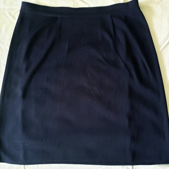 Misook Knit Stretch Pull On Navy Blue Classic Straight Pencil Skirt - Picture 1 of 7